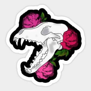 Floral Wolf Skull Sticker